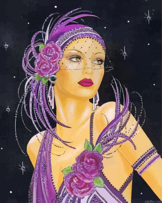 Deco Lady Wearing Purple Paint By Numbers.png