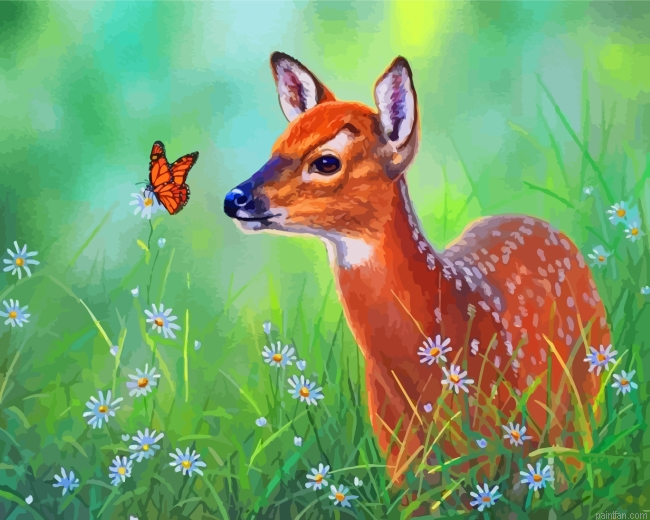Deer And Butterfly Paint By Number.png