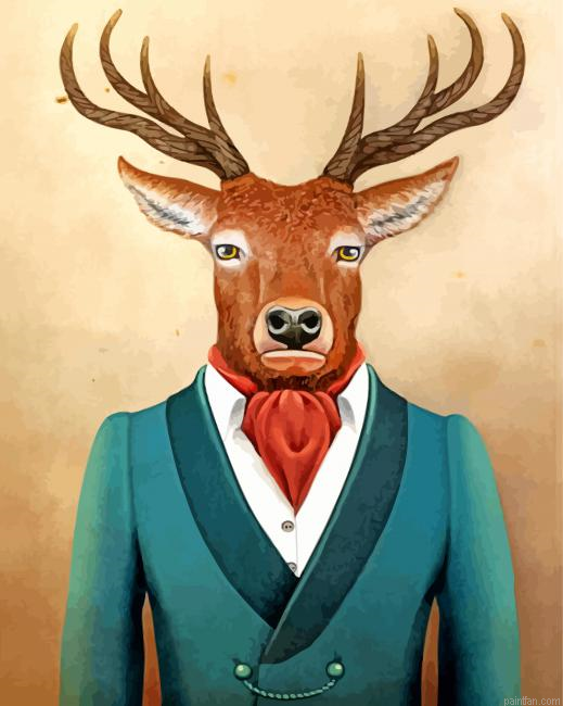 Deer Wearing A Suit Paint By Number.png