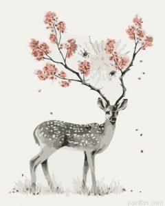 Deer With Flower Paint By Numbers.png