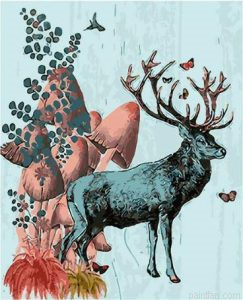 Deer In Mushroom Paint By Numbers.png