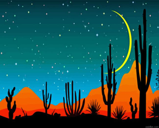 Desert With Cactus Paint By Numbers.png