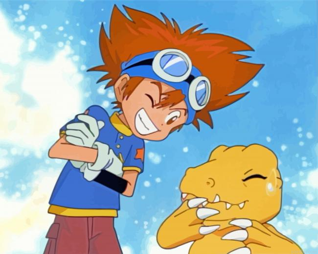 Digimon Tai Kamiya And Agumon Paint By Number.png