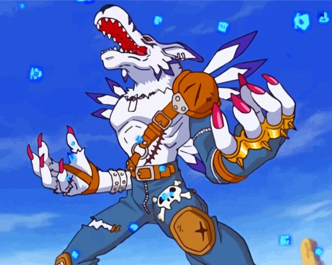 Digimon Weregarurumon Howls Paint By Number.png