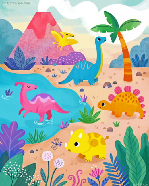 Dinosaurs Illustration Paint By Number.png