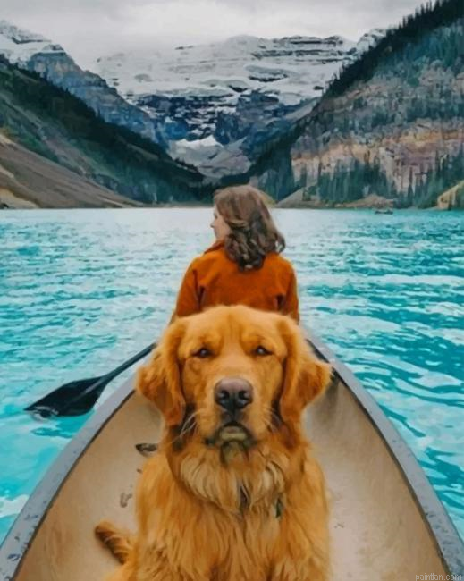 Dog And His Owner In A Boat New Paint By Numbers.png