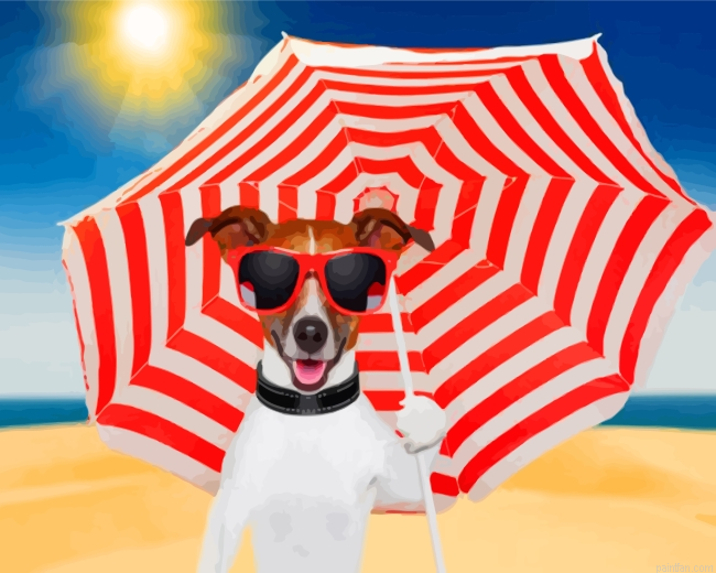 Dog Holding Umbrella Paint By Number.png