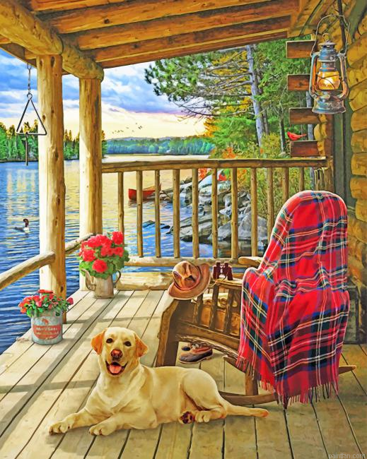 Dog In Wooden Cabin Paint By Numbers.png