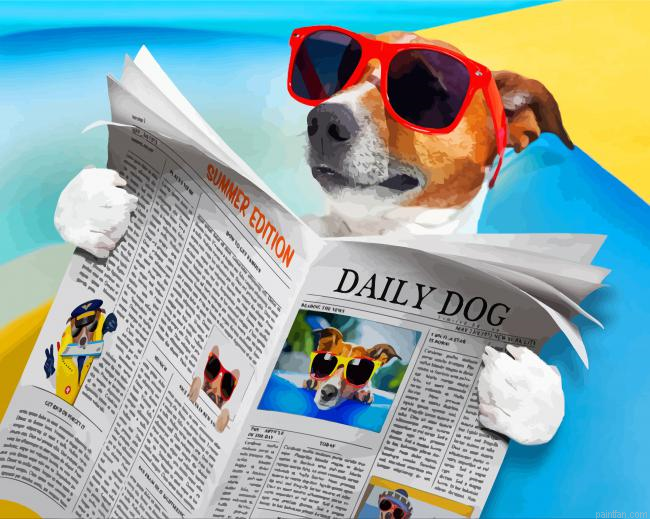 Dog Reading Newspaper Paint By Number.png