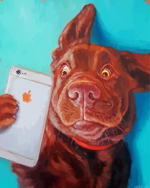 Dog Taking Selfie Paint By Number.png