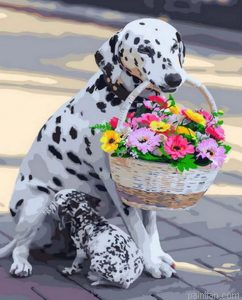Dog With Basket Paint By Numbers.png