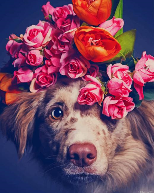 Dog With Flower Crown New Paint By Numbers.png