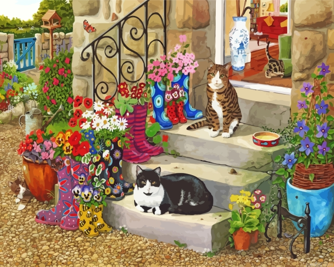 Dogs And Cats In House Paint By Number.png