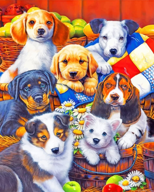 Dogs Family Animals Paint By Numbers.png