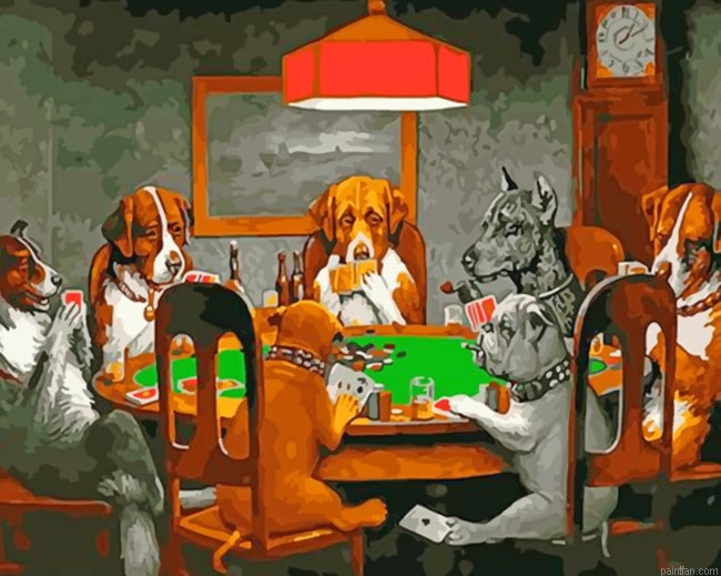 Dogs Playing Cards Animals Paint By Numbers.png
