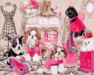Dogs In Pink Paint By Numbers.png