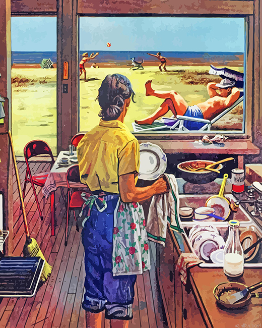 Doing Dishes At Beach Paint By Number.png