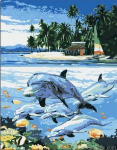 Dolphin In Beach Paint By Numbers.png