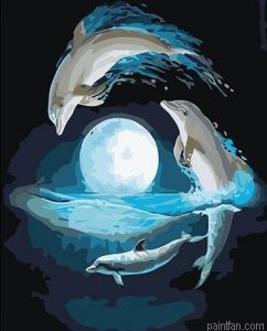 Dolphin At Moon Paint By Numbers.png