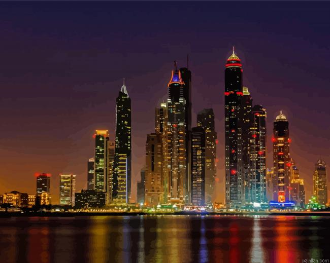Downtown Dubai At Night Paint By Numbers.png