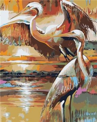Egrets On Swamp Paint By Numbers.png