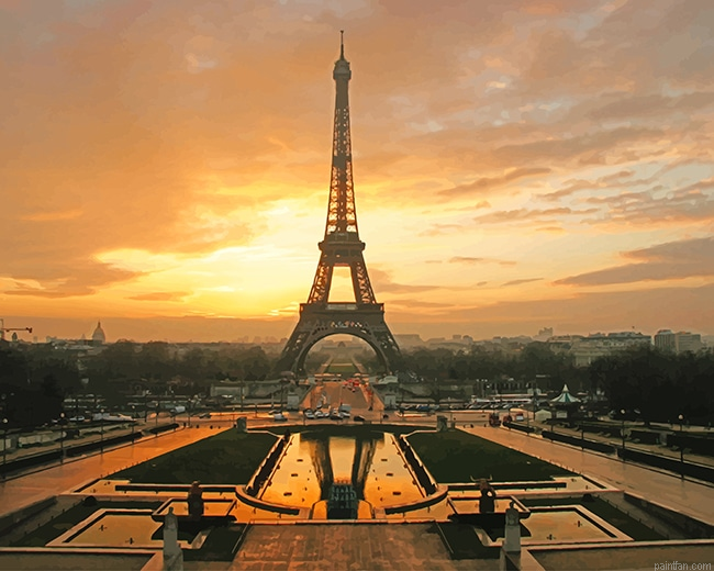 Eiffel Tower At Dawn Horizontal New Paint By Numbers.png