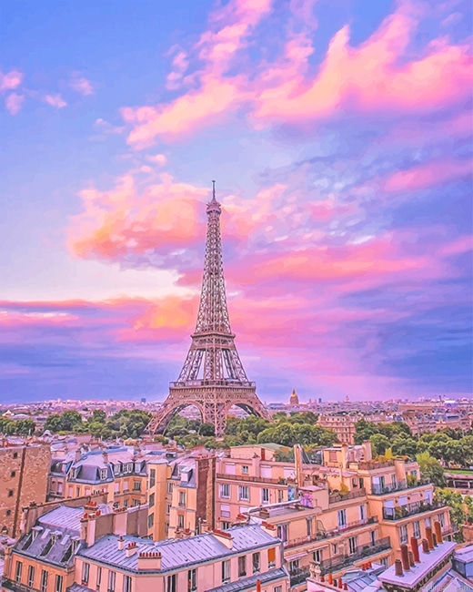 Eiffel Tower Pink Sky New Paint By Numbers.png
