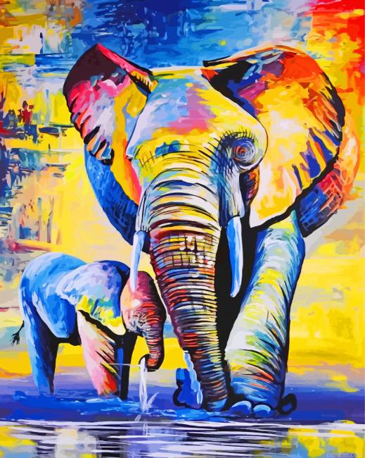 Elephant Little Family Paint By Number.png