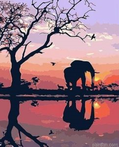Elephant In Sunset Paint By Numbers.png