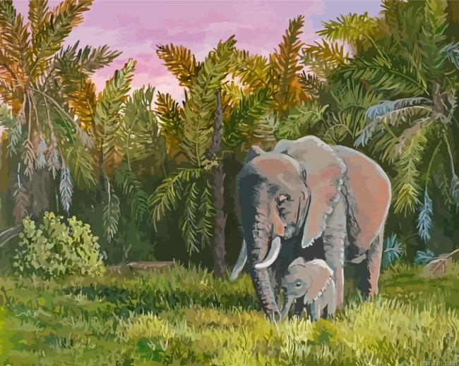 Elephants In The Jungle Paint By Numbers.png