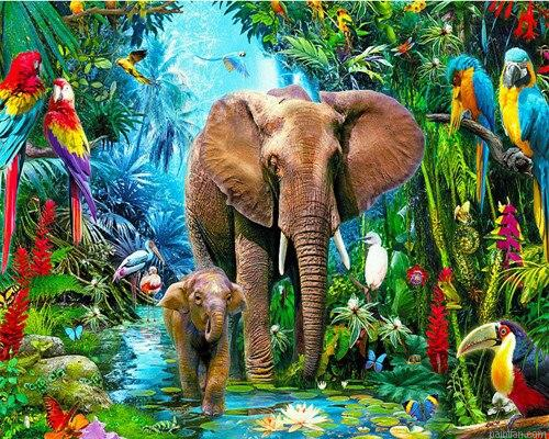 Elephants In Jungle Paint By Numbers.png