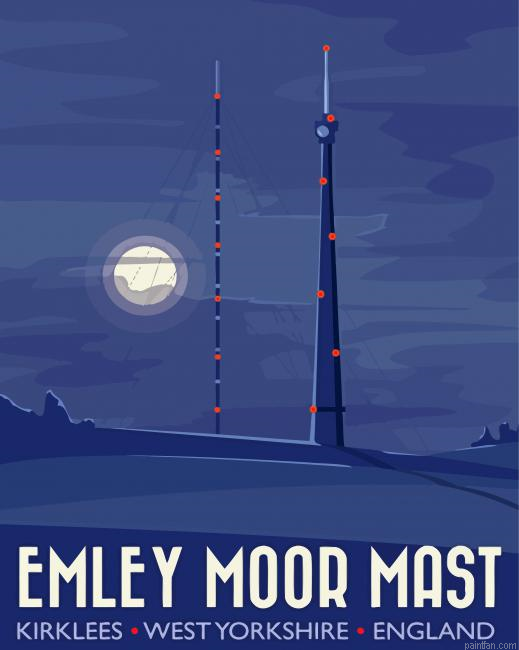 Emley Moor Mast At Night Poster Paint By Numbers.png