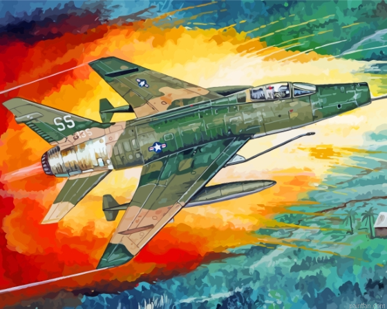 F100 Super Sabre Aircraft Art Paint By Numbers.png