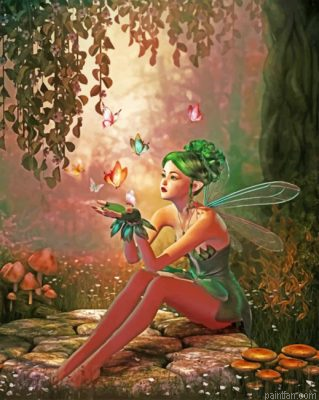 Fairy With A Green Hair Paint By Number.png