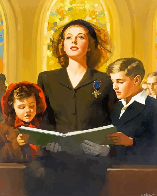 Family In The Church Paint By Number.png
