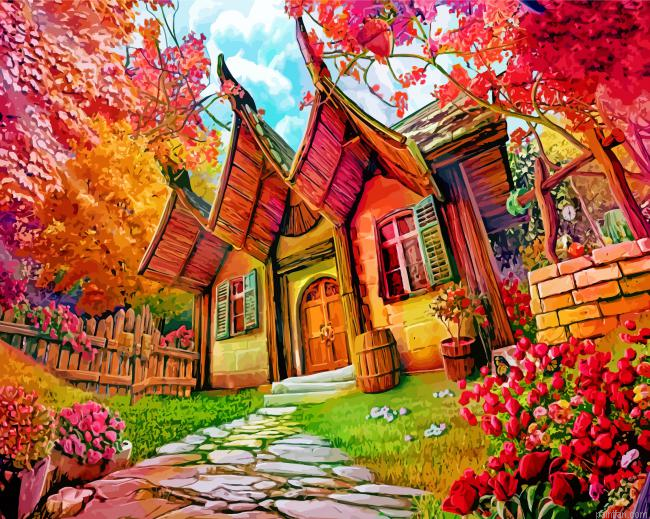 Fantasy House In The Forest Paint By Number.png