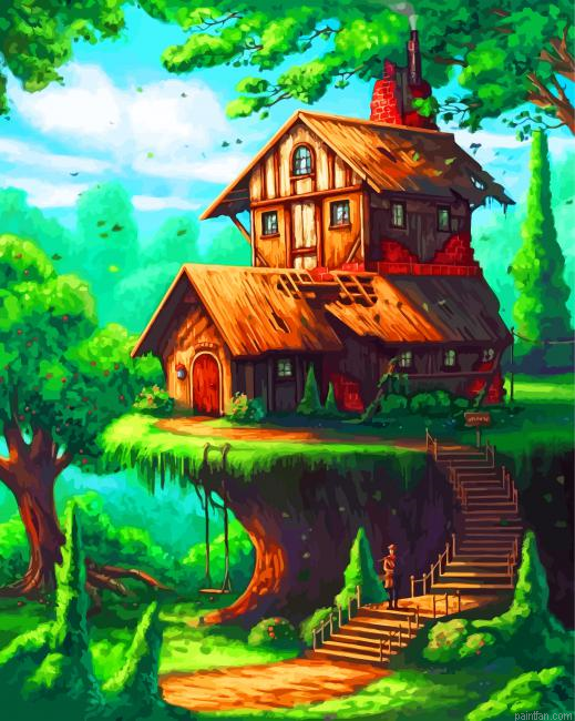 Fantasy House In Woods Paint By Number.png