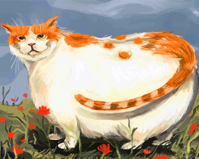 Fat Domestic Long Haired Cat Paint By Number.png