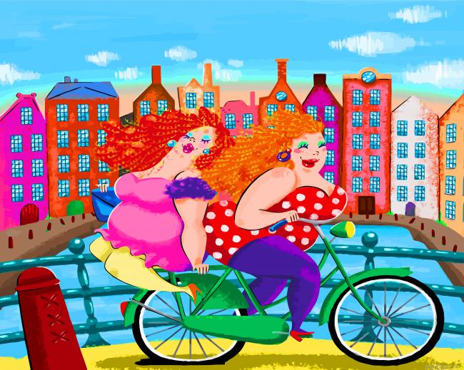 Fat Girls On Bicycle Paint By Number.png