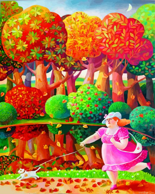 Fat Lady Enjoying The Fall Paint By Number.png
