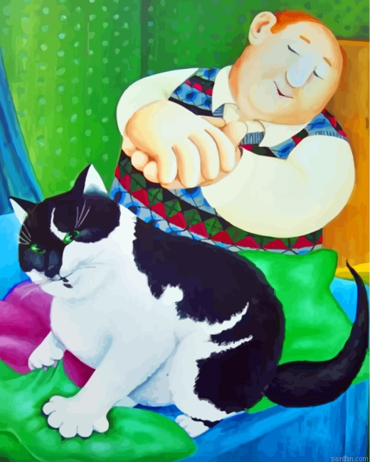 Fat Man And Cat Paint By Number.png