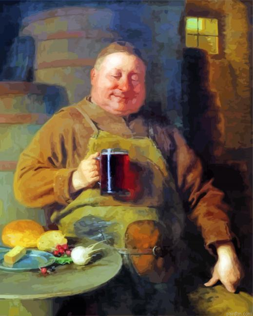 Fat Man Drinking Art Paint By Numbers.png