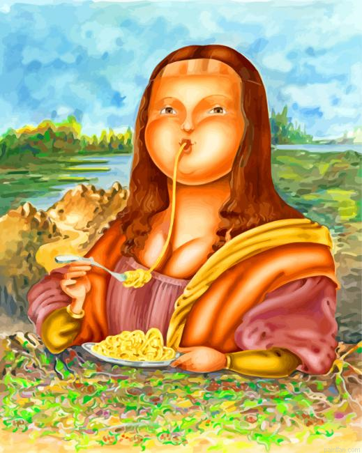 Fat Mona Lisa Eating Pasta Paint By Number.png