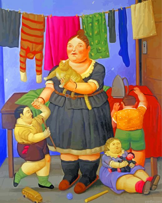 Fat Mother And Children Paint By Number.png