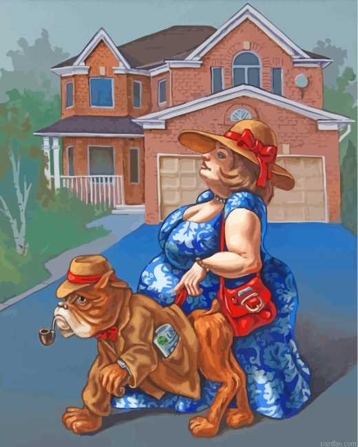 Fat Woman And Dog Paint By Number.png
