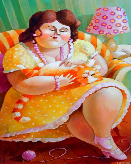 Fat Woman With Her Pet Paint By Number.png