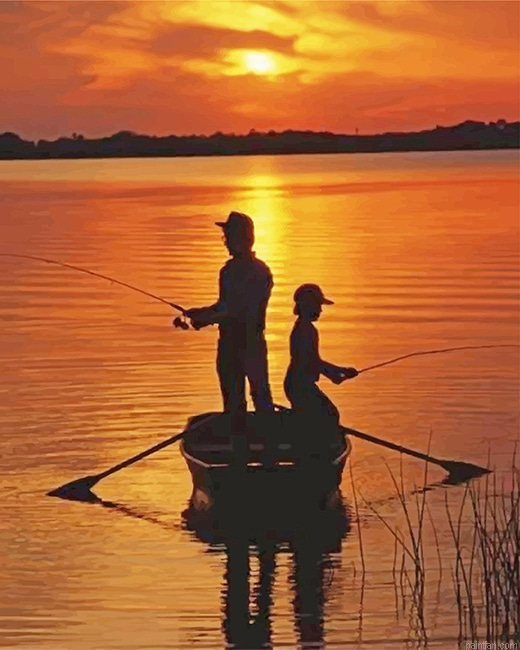 Father And Son Fishing Silhouette New Paint By Numbers.png