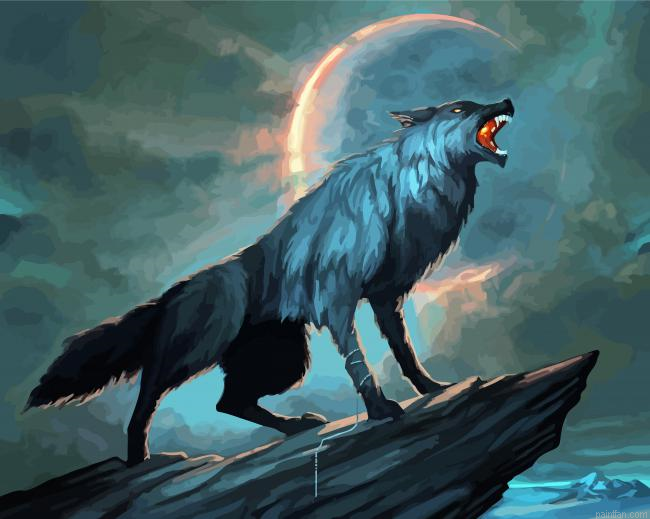 Fenris Wolf At Night Art Paint By Numbers.png