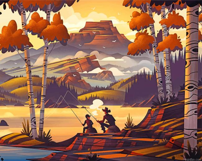 Fisherman And Son Illustration Paint By Number.png