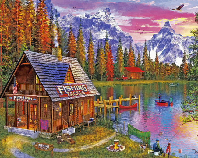 Fishing Cabin Lakeside Paint By Numbers.png